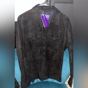 Ralph Lauren Purple Label Black Suede Shirt Jacket